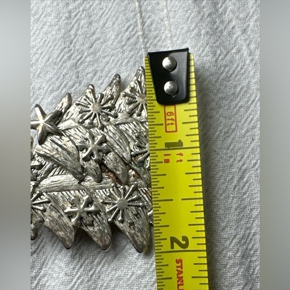 Vintage Signed MJ Silver Tone Christmas Trees Pendant Brooch Pin C Clasp 0665 P - Picture 8 of 10